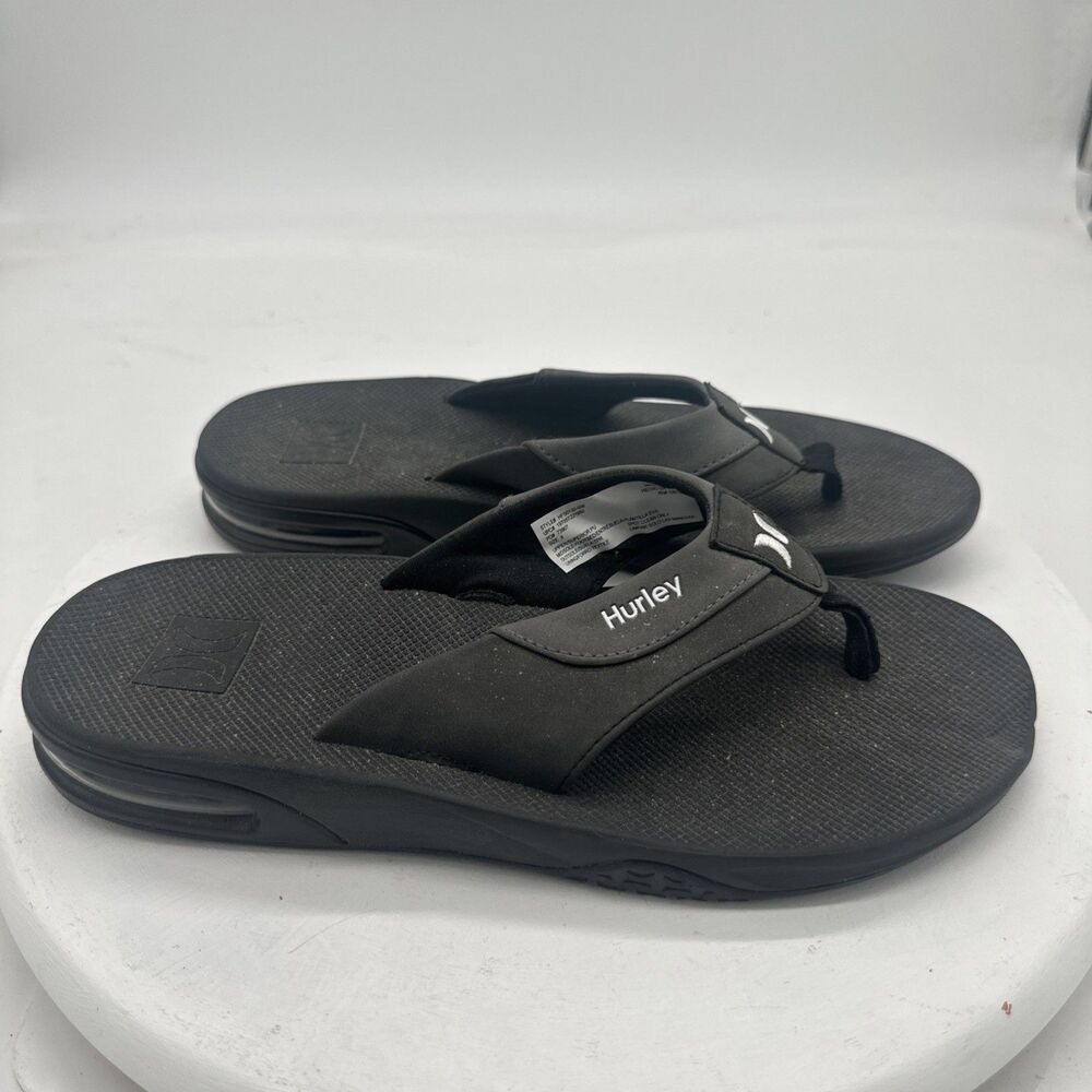 Men’s Hurley Slides Chancletas Flip Flops Sandals Slip On Slippers Black Size 8